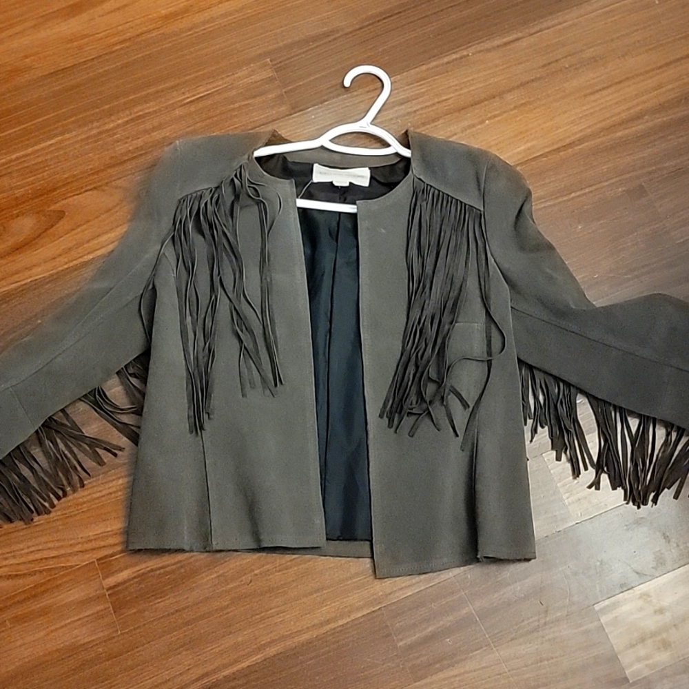 Of Two Minds Suede Fringe crop jacket